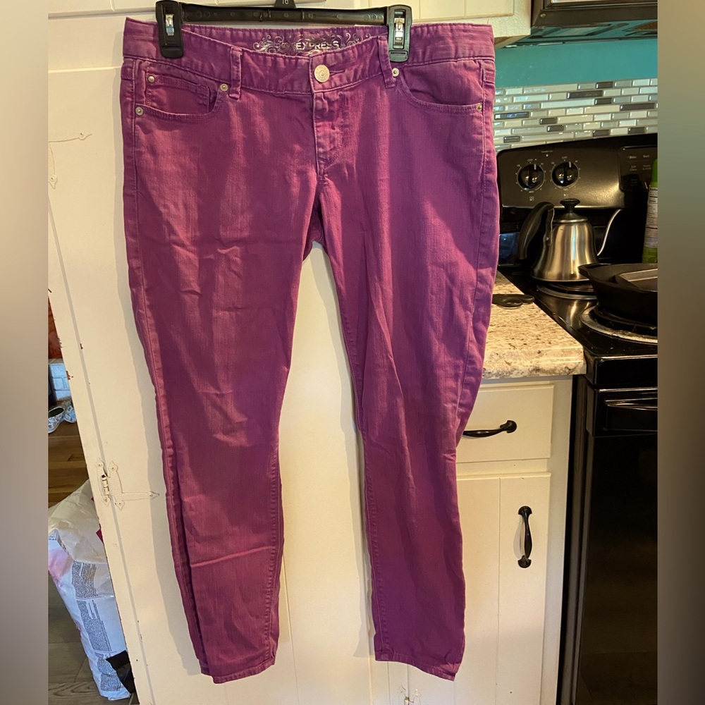 Purple express skinny jeans